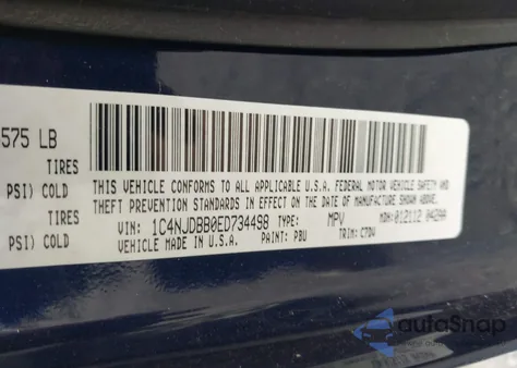 2014 Jeep Compass Sport z USA, uszkodzony, nr VIN 1C4NJDBB0ED734498